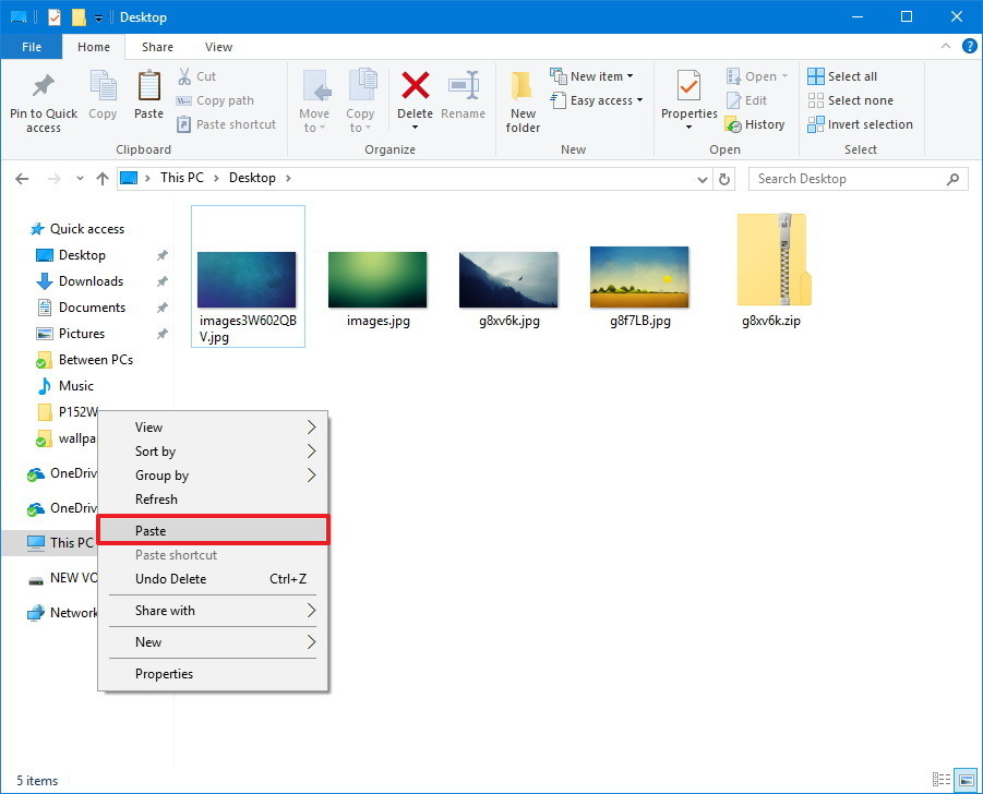File Explorer Paste